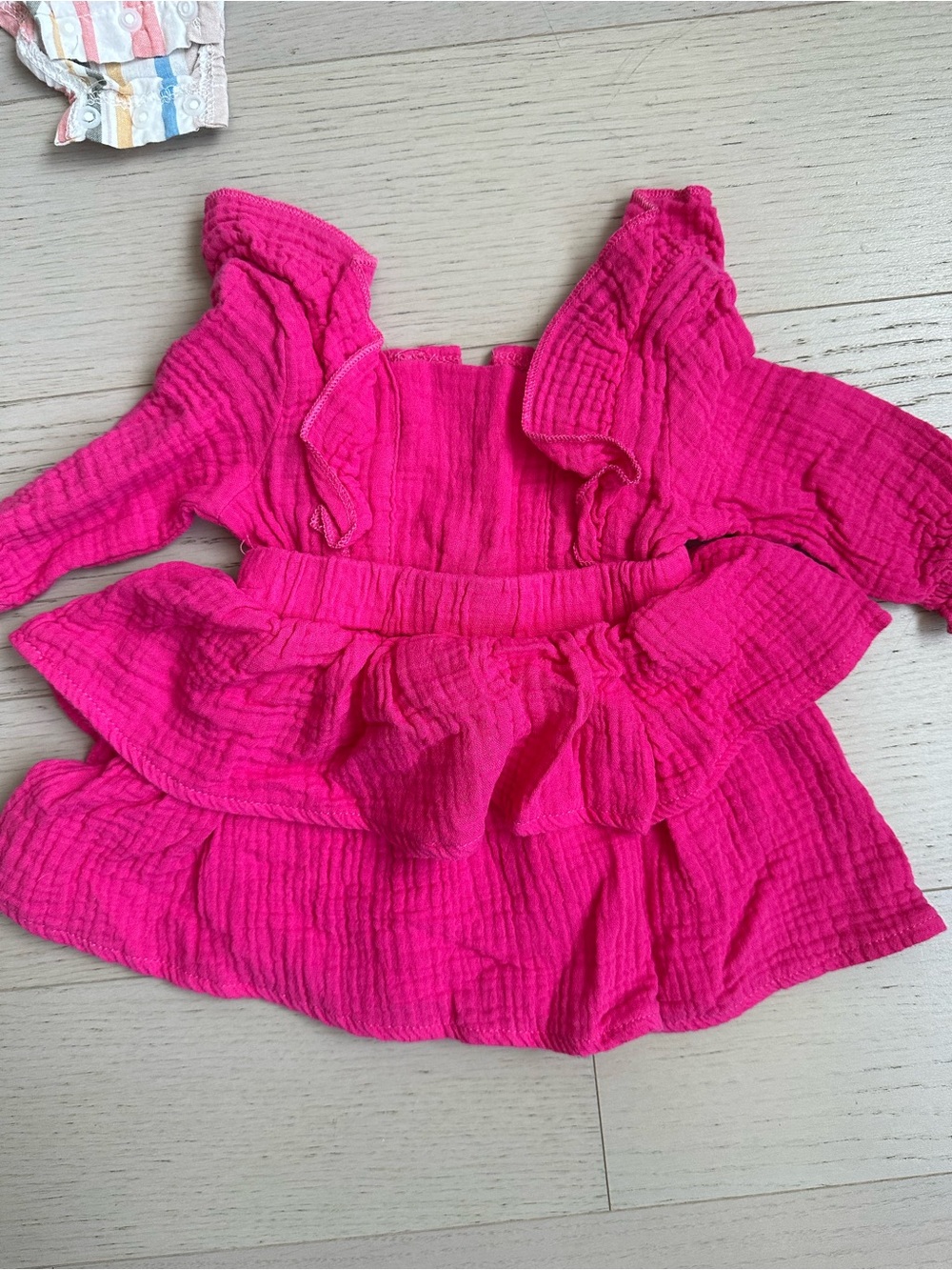 SHEIN Hot Pink Ruffle Tiered Cotton-Blend Girls dress